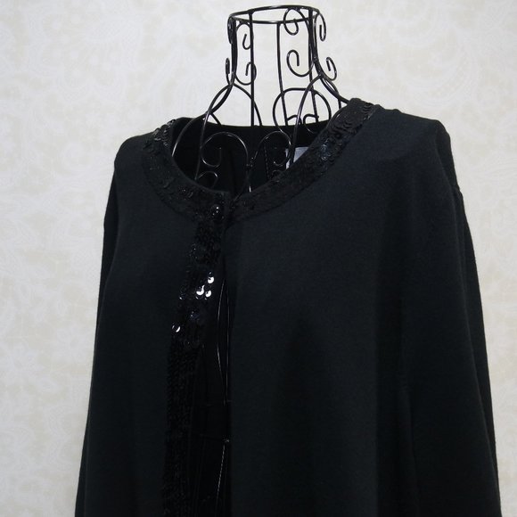 JOHN PAUL RICHARD Woman Black Sequin Accent Sweater Cardigan 1X - Picture 8 of 16